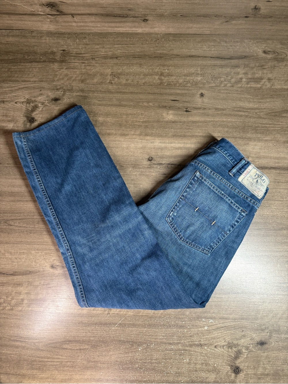 Polo Ralph Lauren Mens Wide Leg Mexico Made 100% Cotton Denim 15941 Jeans 38/34